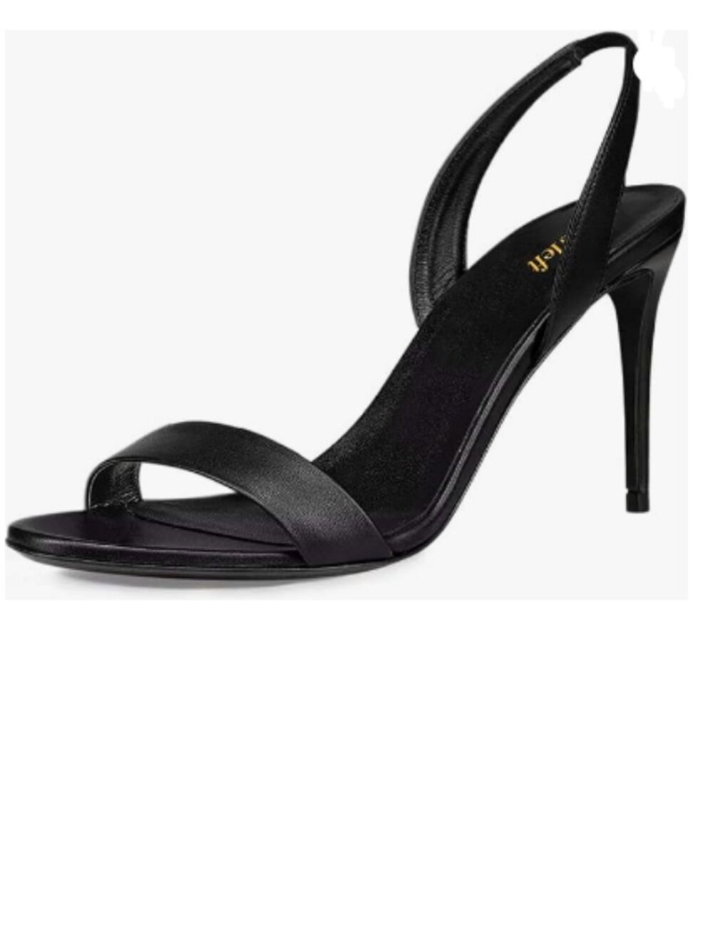 miss left Black Open Toe Slingback Sandal Dual Straps Slip on Stiletto Heel Shoe